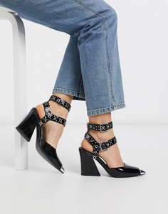 Черные лакированные туфли на каблуке в стиле вестерн ASOS DESIGN-Черный