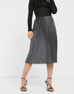Серебристая юбка миди Monki-Серебряный