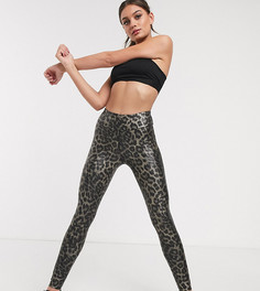 Леггинсы с завышенной талией и леопардовым принтом ASOS 4505 Petite-Мульти
