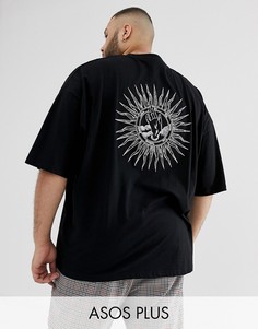 Oversize-футболка с вышивкой на спине ASOS DESIGN Plus-Черный
