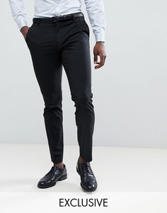 Брюки слим из эластичной ткани Selected Homme-Черный