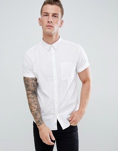 Белая льняная рубашка классического кроя River Island-Белый