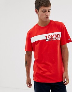 Красная футболка с логотипом на груди Tommy Jeans-Красный
