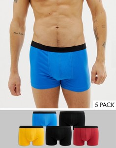 Набор из 5 боксеров-брифов в стиле ретро из органического хлопка ASOS DESIGN - Скидка-Мульти