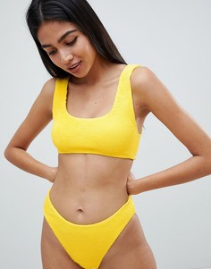Комбинируемый укороченный бикини-топ из жатой ткани ASOS DESIGN-Желтый