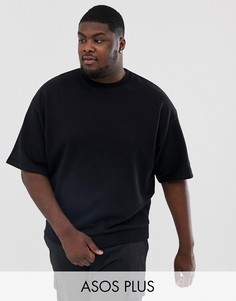 Черный oversize-свитшот с короткими рукавами ASOS DESIGN Plus