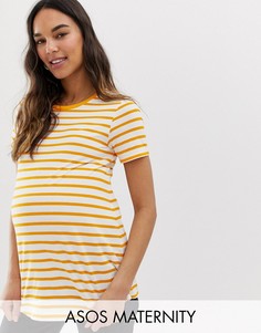 Футболка с круглым вырезом в полоску ASOS DESIGN Maternity-Мульти