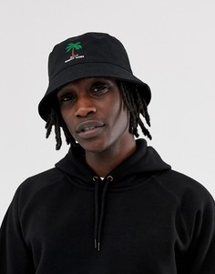 Черная панама с вышитой пальмой и надписью \"Nobody cares\" ASOS DESIGN-Черный