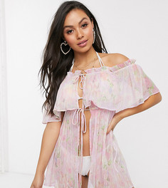 Пляжное платье со спущенными плечами ASOS DESIGN petite-Мульти