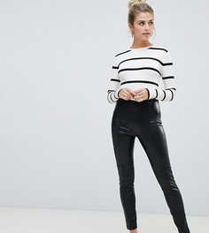 Черные леггинсы из искусственной кожи Bershka-Черный