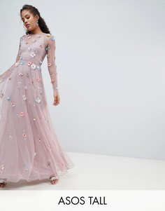 Платье макси с 3D-отделкой ASOS EDITION Tall-Фиолетовый