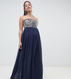 Платье-бандо макси с отделкой в виде звезд эксклюзивно для ASOS DESIGN Maternity-Темно-синий