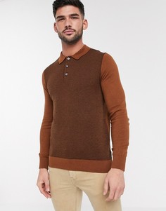 Коричневое трикотажное поло Burton Menswear-Коричневый