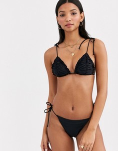 Черный бикини-топ с завязкой Fashion Union