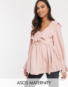 Свободный топ с оборками ASOS DESIGN Maternity-Розовый