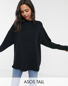 Черный фактурный oversize-свитшот ASOS DESIGN Tall