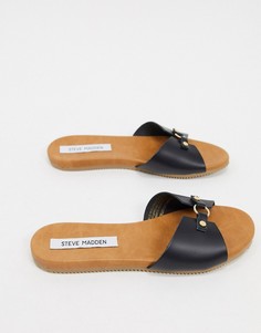 Сандалии с черным кожаным верхом Steve Madden-Черный