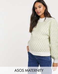 Джемпер в клетку из переработанных материалов ASOS DESIGN Maternity-Зеленый