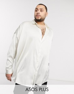 Светлая атласная oversized-рубашка ASOS DESIGN Plus-Белый