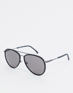Круглые солнцезащитные очки с двойной переносицей Lacoste Casual Elegance-Черный