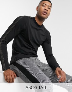 Черный приталенный лонгслив с отделкой ASOS DESIGN Tall