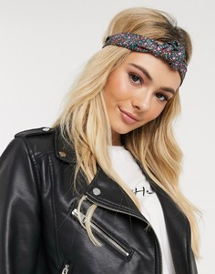 Повязка на голову с декоративным узлом и цветочным принтом ASOS DESIGN-Мульти
