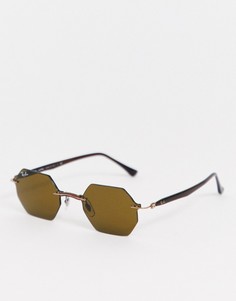 Солнцезащитные очки шестиугольной формы без оправы Ray-Ban 0RB8061-Золотой