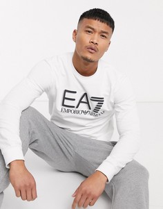 Белый свитшот с круглым вырезом и логотипом Armani EA7 Visibility