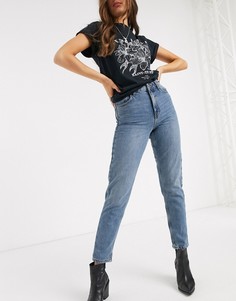 Синие джинсы в винтажном стиле Topshop-Синий