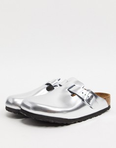 Серебристые мюли Birkenstock-Серебряный