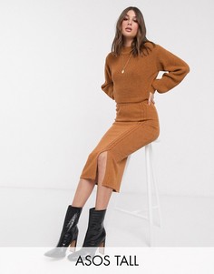 Трикотажная юбка миди от комплекта ASOS DESIGN Tall-Светло-бежевый