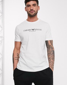 Белая футболка с логотипом на груди Emporio Armani-Белый