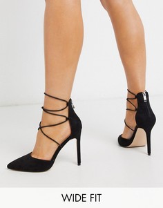 Черные туфли на каблуке с завязкой Public Desire Wide Fit-Черный