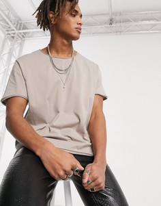 Бежевая свободная футболка ASOS DESIGN-Бежевый