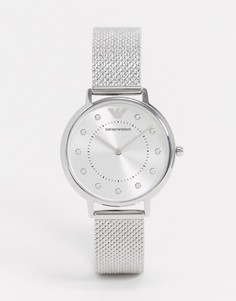 Серебристые часы с сетчатым ремешком Emporio Armani AR11128 Kappa-Серебряный