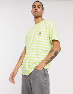 Лаймовая футболка в полоску с карманом Carhartt WIP-Зеленый
