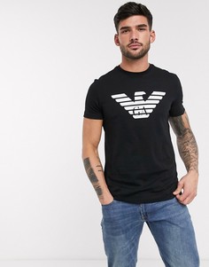 Черная футболка с логотипом на груди Emporio Armani-Черный