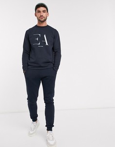 Темно-синий свитшот с логотипом Emporio Armani