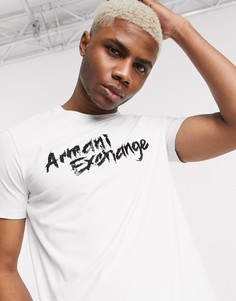 Белая футболка с логотипом и пайетками Armani Exchange-Белый