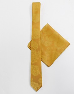 Узкий галстук и платок для пиджака с жаккардовым рисунком ASOS DESIGN-Мульти