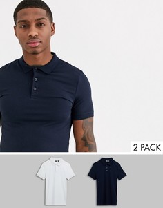 Поло обтягивающего кроя ASOS DESIGN - Набор из 2 шт. со скидкой-Мульти