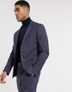 Темно-синий пиджак скинни в мелкую клетку ASOS DESIGN