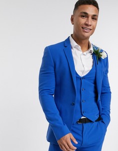 Синий супероблегающий пиджак ASOS DESIGN