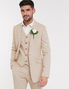 Бежевый зауженный пиджак ASOS DESIGN Wedding