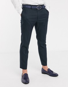 Брюки скинни в темно-синюю и зеленую клетку тартан ASOS DESIGN-Темно-синий