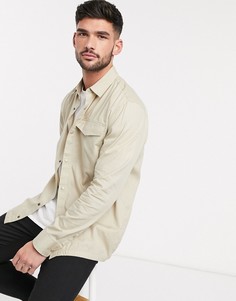 Светло-бежевая рубашка на кнопках Topman-Светло-бежевый
