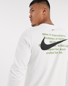 Белый лонгслив с логотипом-галочкой Nike