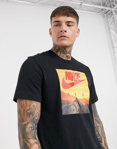 Черная футболка с принтом Nike-Черный