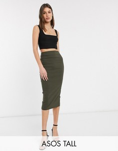 Удлиненная юбка-карандаш с завышенной талией ASOS DESIGN Tall-Зеленый