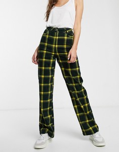 Прямые вельветовые брюки в клетку ASOS DESIGN-Мульти